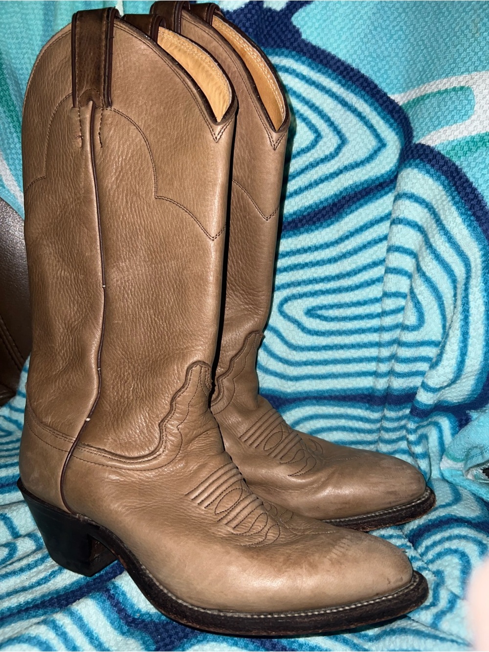 Justin Boots Women's Tan Leather Western Heeled Boots